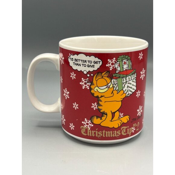 VTG Garfield Mug Christmas Tip 2 Better to Get Than Give Office Humor - Picture 3 of 7